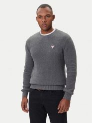 Guess Sweter M4BR30 Z3HM1 Szary Regular Fit. Szare swetry męskie Guess, m, z aplikacjami, z bawełny, bez kołnierzyka, bez ramiączek. Za 249.99 zł.
