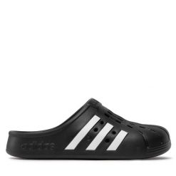 Klapki adidas. Czarne klapki damskie Adidas, bez wzorów, sportowe, bez obcasa, bez zapięcia. Za 169.99 zł.