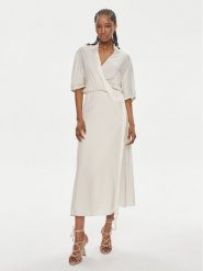 PINKO Sukienka codzienna Macbeth 103561 A1WV Beżowy Relaxed Fit. Brązowe sukienki damskie Pinko, na co dzień, bez wzorów, z wiskozy, bez kołnierzyka, bez ramiączek, proste. Za 749.99 zł.