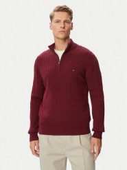 Tommy Hilfiger Sweter Classic MW0MW36532 Bordowy Regular Fit. Czerwone swetry męskie Tommy Hilfiger, l, bez wzorów, z bawełny, bez kołnierzyka, bez ramiączek. Za 649.99 zł.