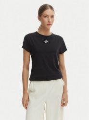 Tommy Hilfiger T-Shirt WW0WW48710 Czarny Slim Fit. Czarne t-shirty damskie Tommy Hilfiger, xxs, bez wzorów, z bawełny, bez kołnierzyka, bez ramiączek. Za 169.99 zł.