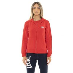 Bluza z bawełna z kaptur na co dzień na siłownię. Czerwone bluzy damskie LEONE 1947 APPAREL, bez wzorów, z bawełny, bez ramiączek, bez kaptura. W wyprzedaży za 134.59 zł.