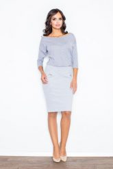 Szara Nowoczesna Sukienka z Suwakami. Szare sukienki damskie Figl, xl, bez wzorów, z bawełny, bez kołnierzyka, bez ramiączek. Za 249.00 zł.