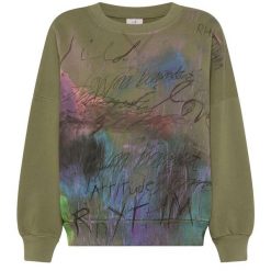 Bluza Deha Graphic Comfy Sweatshirt Damskie. Zielone bluzy damskie Deha, l, bez wzorów, z bawełny, sportowe, bez ramiączek, bez kaptura. Za 450.99 zł.