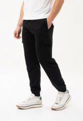 Joggery cargo N-CAVE. Czarne spodnie sportowe męskie Volcano, m, bez wzorów, z dresówki. Za 149.99 zł.