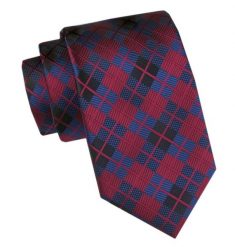 Męski Krawat - Angelo di Monti - Delikatna Kratka, Czerwień. Czerwone krawaty i muchy Angelo di Monti, bez wzorów, z tkaniny, eleganckie. Za 45.00 zł.