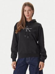 Calvin Klein Bluza LV047E221G Czarny Regular Fit. Czarne bluzy damskie Calvin Klein, m, bez wzorów, z bawełny, bez ramiączek, bez kaptura. Za 409.99 zł.