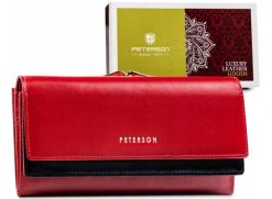 Portfel skórzany Peterson PTN 421028-SG czerwony. Czerwone portfele damskie Peterson, ze skóry. Za 202.38 zł.