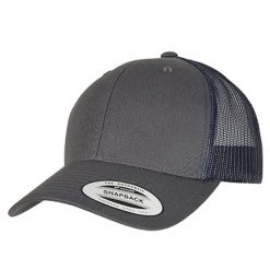 Dwukolorowa Czapka Trucker Retro. Brązowe czapki damskie FLEXFIT, bez wzorów, retro. Za 53.99 zł.