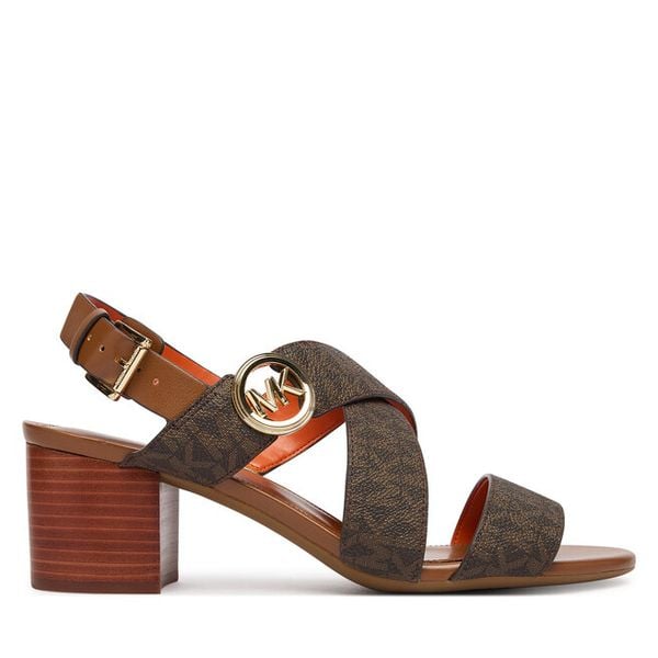 Sandały MICHAEL Michael Kors. Brązowe kozaki damskie MICHAEL Michael Kors, bez wzorów, bez obcasa, na słupku, bez zapięcia. Za 449.99 zł.