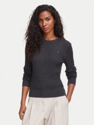 Tommy Hilfiger Sweter WW0WW44993 Szary ciemny Regular Fit. Szare swetry nierozpinane damskie Tommy Hilfiger, xl, bez wzorów, z bawełny, bez kołnierzyka, bez ramiączek. Za 529.99 zł.