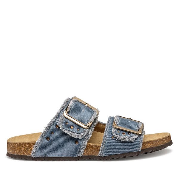 Klapki Geox. Niebieskie klapki damskie Geox, bez wzorów, bez obcasa, bez zapięcia. Za 309.99 zł.
