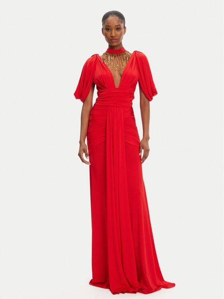 Babylon Sukienka wieczorowa S00876 Czerwony Slim Fit. Czerwone sukienki damskie Babylon, s, bez wzorów, z wiskozy, wizytowe, bez kołnierzyka, bez ramiączek. Za 1,609.00 zł.