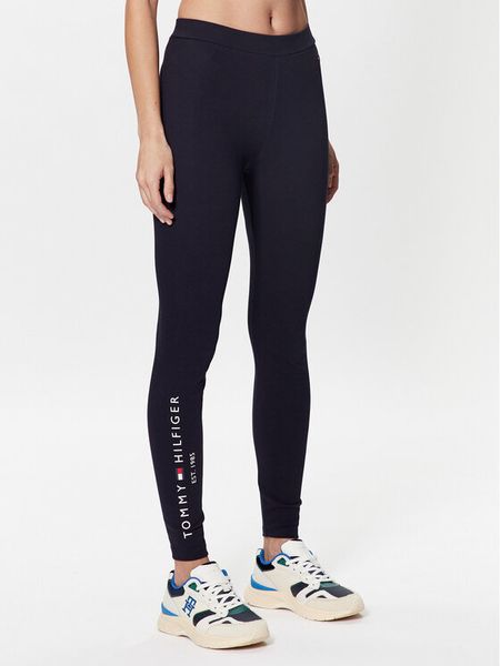 Tommy Hilfiger Legginsy Heritage WW0WW37347 Granatowy Slim Fit. Niebieskie legginsy damskie Tommy Hilfiger, bez wzorów, z bawełny. Za 179.99 zł.