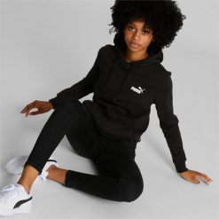 Bluza treningowa damska Puma Ess Small Logo. Czarne bluzy damskie Puma, na zimę, l, bez wzorów, bez ramiączek, z kapturem. Za 322.00 zł.