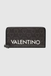 VALENTINO Duży portfel damski liuto w logo. Czarne portfele damskie Valentino by Mario Valentino. W wyprzedaży za 222.99 zł.