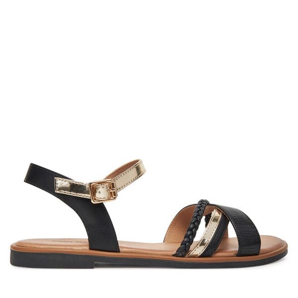 Sandały Clara Barson. Czarne sandały damskie Clara Barson, bez wzorów, bez obcasa, na płaskiej podeszwie, bez zapięcia. Za 99.99 zł.