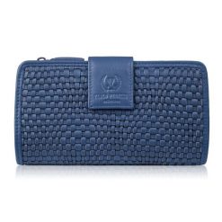 Duży portfel damski granatowy handmade z ochroną RFID Paolo Peruzzi AY-08-DB. Niebieskie portfele damskie Paolo Peruzzi, ze skóry. Za 89.00 zł.