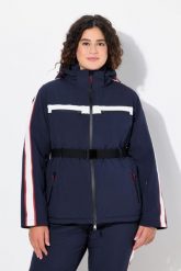 Damskie Kurtka sportowa wodoodporna dwukierunkowy zamek błyskawiczny. Niebieskie kurtki sportowe damskie Ulla Popken, plus size, bez wzorów, z elastanu, bez ramiączek, z kapturem, narciarskie. Za 849.99 zł.