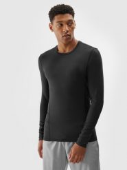 4F Longsleeve treningowy szybkoschnący męski - czarny S. Czarne koszulki sportowe męskie 4F, m, bez wzorów, z dzianiny, bez ramiączek, na fitness i siłownię. W wyprzedaży za 59.99 zł.