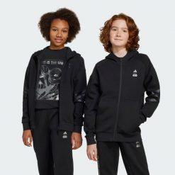 Bluza Dresowa Adidas Star Wars Mandalorian. Czarne bluzy damskie Adidas, m, bez wzorów, z dresówki, młodzieżowe, bez ramiączek, bez kaptura. W wyprzedaży za 179.40 zł.