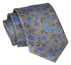 Krawat - ALTIES - Beżowy, Motyw Kwiatowy. Brązowe krawaty i muchy Alties, bez wzorów, z tkaniny, eleganckie. Za 49.00 zł.