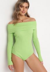 Jasnozielone Wiskozowe Body z Prążkowanej Dzianiny Hiszpanka Boerese. Zielone body Born2be, bez wzorów, z dzianiny. Za 44.99 zł.