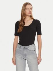 Calvin Klein T-Shirt K20K208050 Czarny Slim Fit. Czarne t-shirty damskie Calvin Klein, m, bez wzorów, z bawełny, bez kołnierzyka, bez ramiączek. Za 159.99 zł.