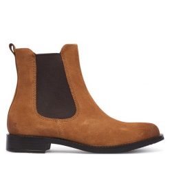 Sztyblety ECCO. Brązowe botki damskie ecco, bez wzorów, bez obcasa, na płaskiej podeszwie, bez zapięcia. Za 799.99 zł.