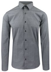 Taliowana Koszula Męska - Victorio - Czarno-Biała, Mikrowzór. Białe koszule męskie Victorio, m, bez wzorów, z bawełny, eleganckie, bez kołnierzyka, bez ramiączek. Za 159.00 zł.