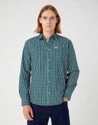 WRANGLER 1 POCKET SHIRT MĘSKA KOSZULA Z DŁUGIM RĘKAWEM W KRATĘ KRATA DEEP TEAL W5A24MG03. Koszule męskie Wrangler, m, bez wzorów, bez kołnierzyka, bez ramiączek. Za 129.99 zł.
