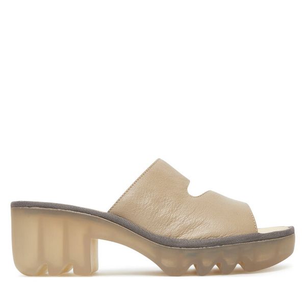 Klapki Fly London. Brązowe klapki damskie Fly London, bez wzorów, bez obcasa, bez zapięcia. Za 309.99 zł.