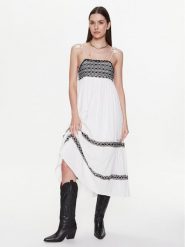 Pepe Jeans Sukienka codzienna Ariel PL953230 Écru Regular Fit. Sukienki damskie Pepe Jeans, na co dzień, s, bez wzorów, z bawełny, bez kołnierzyka, bez ramiączek, proste. Za 359.99 zł.