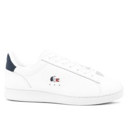 Buty męskie trampki sportowe Lacoste CARNABY SET. Białe trampki męskie Lacoste, bez wzorów, z gumy, biznesowe, bez zapięcia. Za 358.00 zł.