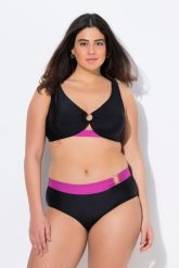 Damskie Bikini ozdobny pierścien miękkie miseczki regulowane ramiączka. Czarne stroje kąpielowe damskie Ulla Popken, plus size, bez wzorów, z elastanu. Za 239.99 zł.