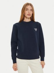 Guess Bluza V4BQ23 KBCK2 Granatowy Regular Fit. Niebieskie bluzy damskie Guess, xxs, z aplikacjami, z bawełny, bez ramiączek, bez kaptura. Za 159.99 zł.