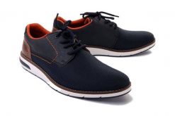 RIEKER 11301-14 blue, półbuty męskie. Niebieskie półbuty męskie Rieker, bez wzorów, bez obcasa, bez zapięcia. Za 349.90 zł.