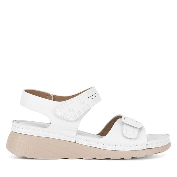 Sandały Clara Barson. Białe sandały damskie Clara Barson, bez wzorów, bez obcasa, na płaskiej podeszwie, bez zapięcia. Za 99.99 zł.