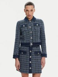 Morgan Marynarka 251-VIKI Niebieski Regular Fit. Niebieskie marynarki i żakiety damskie Morgan, bez wzorów, z syntetyku, bez kołnierzyka, bez ramiączek. Za 269.99 zł.
