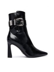Steve Madden Botki Stashed SM11004780 Czarny. Brązowe botki damskie Steve Madden, bez wzorów, ze skóry, bez obcasa, na słupku, bez zapięcia. Za 689.99 zł.