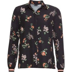 Bluzka z kontrastowymi paskami bonprix czarny w kwiaty. Czarne bluzki damskie bonprix, bez wzorów, biznesowe, bez kołnierzyka, bez ramiączek. Za 44.99 zł.