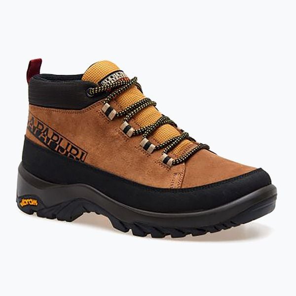 Buty turystyczne męskie Napapijri. Żółte buty zimowe męskie Napapijri, bez wzorów, bez obcasa, bez zapięcia. Za 389.99 zł.