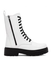 Lasocki Trapery WB-ALESSIA-11 Biały. Białe botki damskie Lasocki, bez wzorów, ze skóry, bez obcasa, na płaskiej podeszwie, bez zapięcia. Za 289.99 zł.