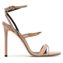 Sandały Elisabetta Franchi. Brązowe sandały damskie Elisabetta Franchi, bez wzorów, bez obcasa, na szpilce, bez zapięcia. Za 2,689.00 zł.