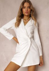 Biała Sukienka Semiche. Białe sukienki damskie Renee, na co dzień, l, bez wzorów, eleganckie, bez kołnierzyka, bez ramiączek, maxi, kopertowe. Za 119.99 zł.