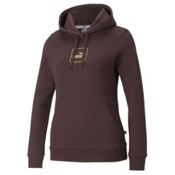 Bluza na co dzień damska PUMA z kapturem. Brązowe bluzy damskie Puma, xs, bez wzorów, bez ramiączek, z kapturem. Za 195.00 zł.