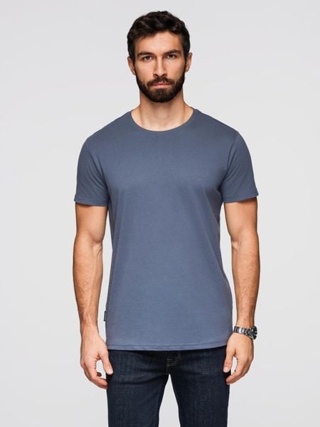 T-shirt męski klasyczny bawełniany BASIC - niebieski denim V7 - Rozmiar: L. Niebieskie t-shirty męskie Ombre Clothing, l, bez wzorów, z bawełny, bez kołnierzyka, bez ramiączek. W wyprzedaży za 29.99 zł.