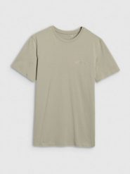 4F T-shirt regular gładki męski - oliwkowy/khaki M. Brązowe t-shirty męskie 4F, m, bez wzorów, z bawełny, bez kołnierzyka, bez ramiączek. Za 59.99 zł.