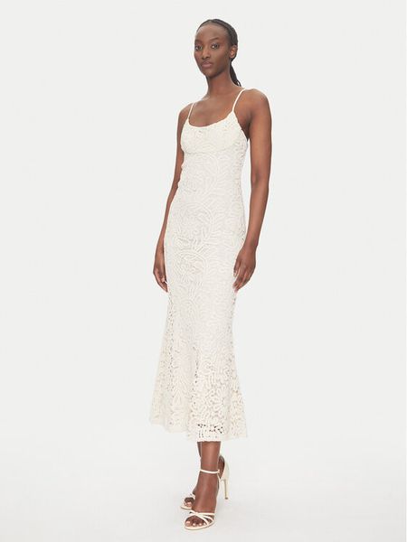 Bardot Sukienka koktajlowa 57998DB6 Écru Slim Fit. Sukienki damskie Bardot, bez wzorów, z bawełny, wizytowe, bez kołnierzyka, bez ramiączek. Za 369.99 zł.
