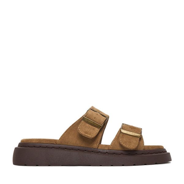 Klapki DeeZee. Brązowe klapki damskie DeeZee, bez wzorów, bez obcasa, bez zapięcia. Za 139.99 zł.